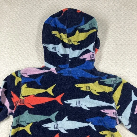 Mini Boden SIze 5-6 Years Shark Towel Swim Cover Blue Hooded Stain - Picture 7 of 10